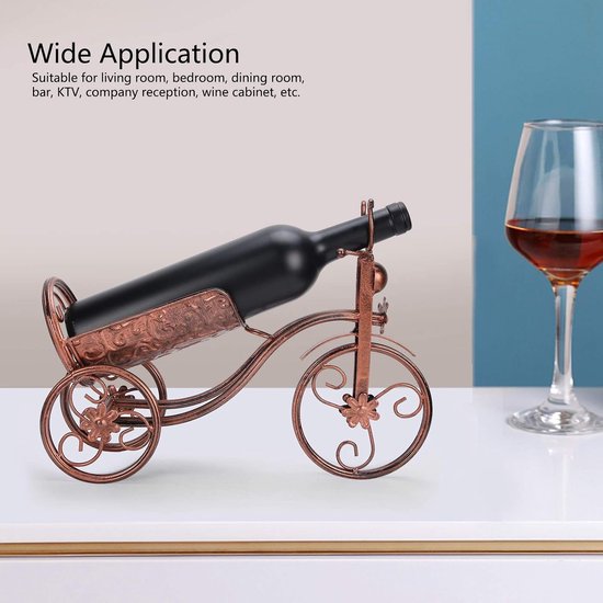 lyrlody Tafel-wijnflessenhouder, decoratieve flessenstandaard in fietsvorm, metalen wijnflessenhouder voor keuken, eetkamer en bar (brons)