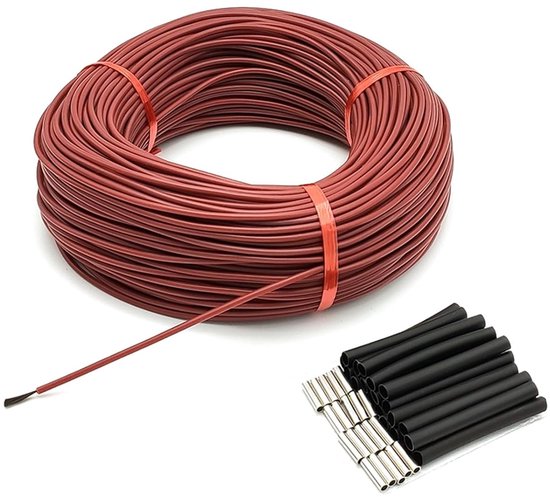 Lyrlody Verwarmingsdraad, φ3mm 33Ω 200℃ Koolstofvezel Siliconekabel (50M)
