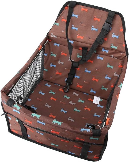lyrlody Wasbare hondenautostoel, 3-in-1 opvouwbare huisdier-kattenautostoel, reisstoel, ademende hondenautostoel voor auto, SUV, vrachtwagen, met veiligheidsgordel (bruin)