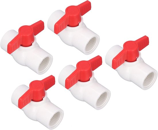lyrlody Watervoorziening Kogelkraan PVC Kogelkraan 5 Stuks Kunststof Schroefschakelaar met T-handgreep voor Snelle Stroomregeling Lekreductie voor Sproeiers Zwembaden Aquaria (20MM)