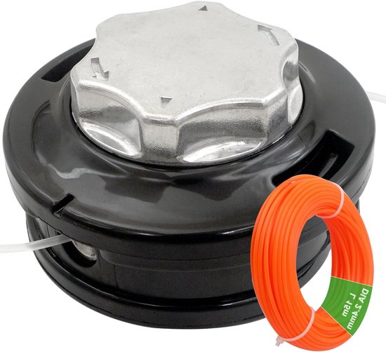 M10 x 1.25 Linkse Automatische Universele Draadvervanging voor Grastrimmer met Dubbele 2-Lijn Spoelkop en 15m 2.4mm Snijdraad voor Efficiënt Grasmaaien
