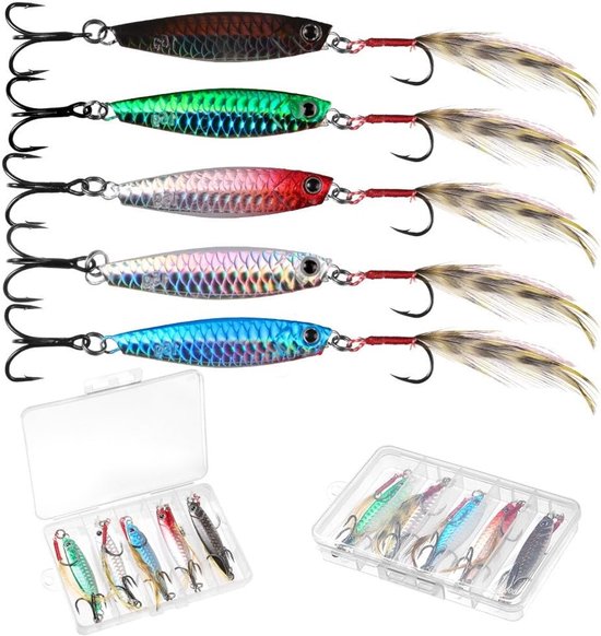 Mackerel Aas voor Zeevissen, Spinners met Veertjes en Dubbels, Perfect voor Makreel, Baars en Forel Vissen