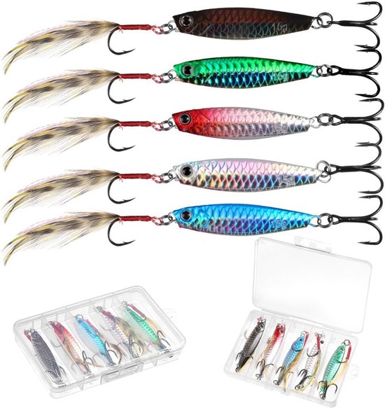 Mackerel Bait voor Zeevisserij, Zeebaars Aas met Veertjes, Vissen met Treble Haken voor Makreel, Baars en Forel