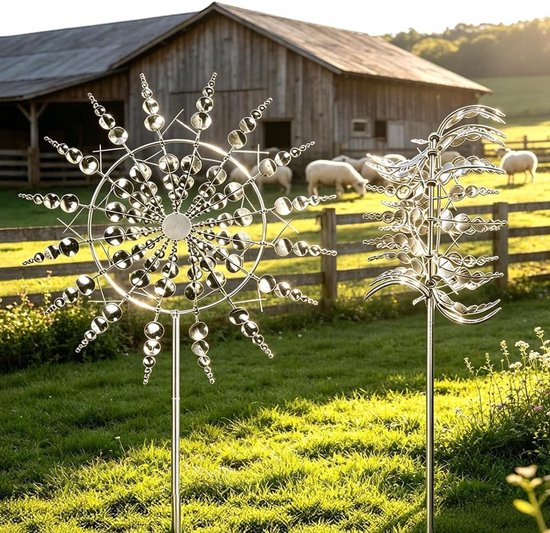 Magische 3D metalen windmolen van roestvrij staal voor tuin en terras, unieke decoratie en windspinner voor landschapsinrichting
