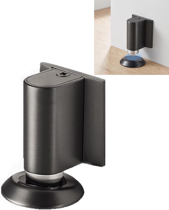 Magnetisch, zelfklevend, sterke magnetische deurstopper, vloerkleven, in hoogte verstelbare vloerdeurstopper voor slaapkamer, badkamer, keuken, zwart