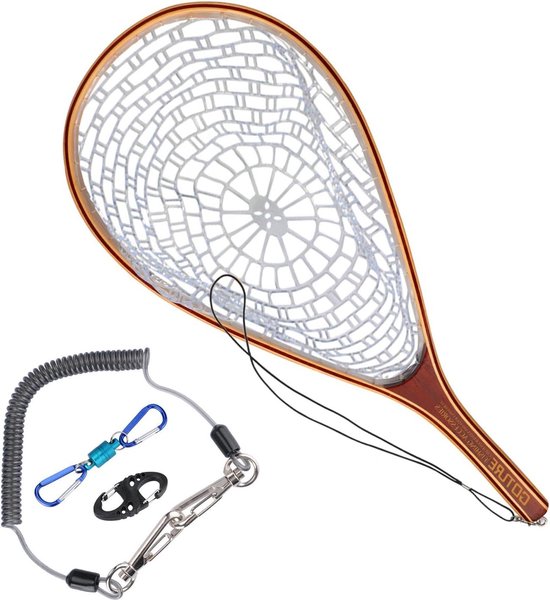 Magnetische Clip Vliegvissen Schepnet - Vang en Release Forel Net - Aluminium Frame Met Zacht Rubber Mesh - Zwart Rubber Net/Paars van Merkloos