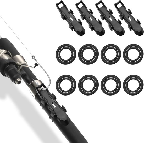 Magnetische Vissershaak Houder met Rubber Ring - 4 Stuks - Handige Accessoires voor Vissen, Lure Houder en Hengel Bevestiging