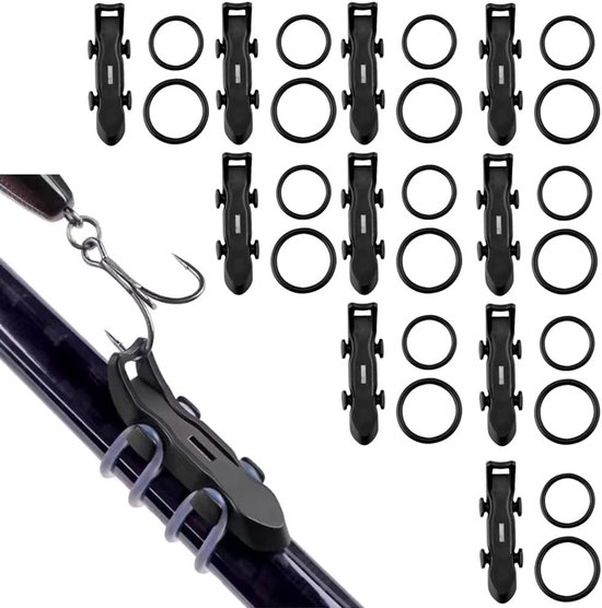Magnetische Vissershaken met Rubber Ringen, Haakhouder voor Vissershengel, Magnetische Bait Holder voor Vistuig (10 Stuks)