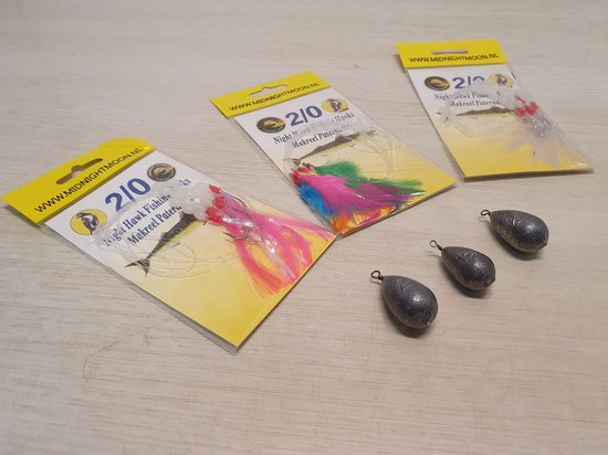 Makreel onderlijn setje | 3 makrelen onderlijnen + 3 makreel loodjes van Merkloos