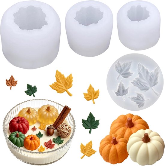Mal herfstpompoen, siliconen vorm voor doe-het-zelf kaarsen, zeep, handwerk (A) | Herfstdesign, hars, doe-het-zelf, Thanksgiving, knutselen, multifunctioneel