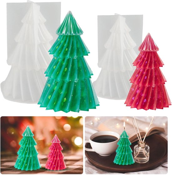 Mal Kerstboom Siliconen Mal DIY Kaars Gietvorm Kerst Ornament Siliconen Kaarsvorm Gieten Kerst Decoratie | Kerstboom kaarsvorm zeepvorm siliconen gietvorm dennenboom vorm kerstdecoratie