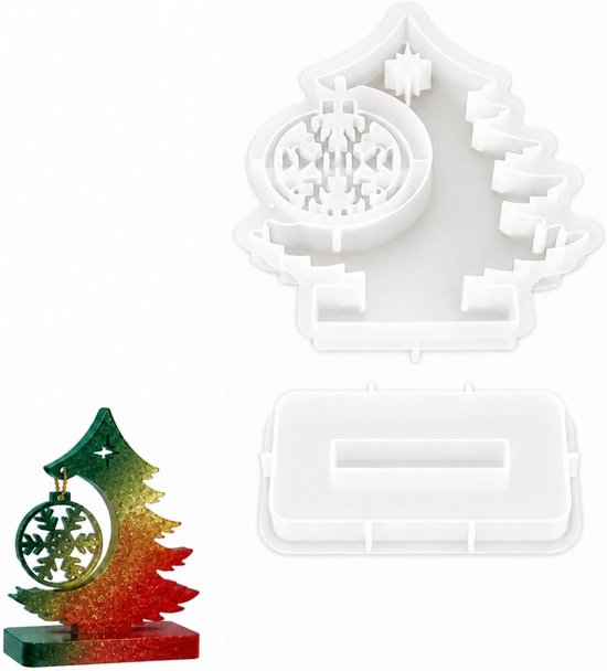 Mal Kerstmis 2-delige set boom & sneeuwvlok gietvorm