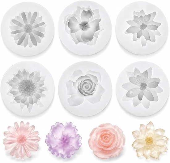 Mallen, Bloemvormige Gietvormen voor Kaarsen Maken, Waterlelie Madelief Roos, Flexibele Mallen voor Zeep, Resin, Chocolade, IJs, Taartdecoratie, Bruiloft en Interieurdecoratie