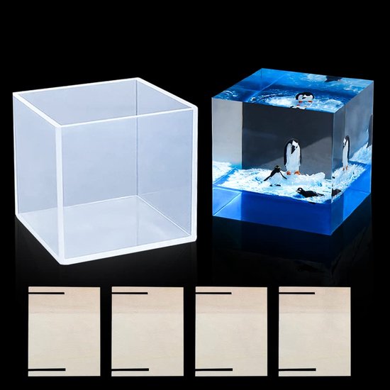 Mallen Clear Cube Resin Mold Vierkant Siliconen Mal Groot & Diep Epoxy Gietvorm voor DIY Bloembehoud Kaars Zeep Huisdecoratie