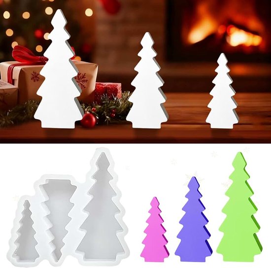 Mallen gietvormen Kerstmis siliconen vorm dennenboom gietvorm kerstboom gietvormen siliconen voor het gieten Kerstmis voor doe-het-zelf handwerk kaars zeep A
