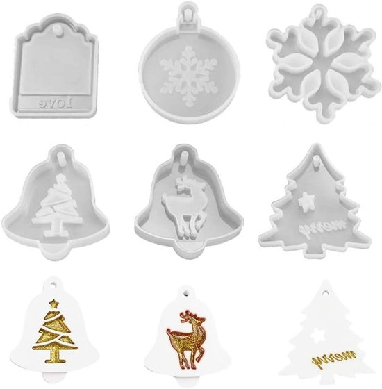 Mallen Hars Mallen Hanger Sieraden Hars Gieten Mallen Epoxy Hars Mallen Voor Maken Kerstboom Ornament DIY Craft 6 Stuks