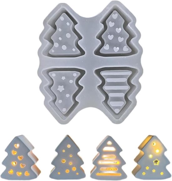 Mallen Kerstmis, herbruikbare kerstboom gietmallen voor gipsdecoraties DIY kunstharsambachten sfeerverlichting