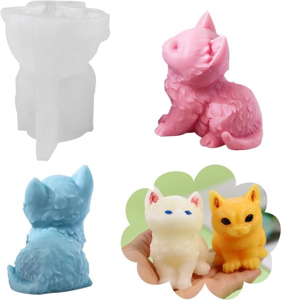 Mallen Kleine Kitty Hars Mold 3D Dier Epoxy Casting Mold Chocolade Snoep Fondant Mal voor Cake Decoratie, Polymeer Klei, Hars Art Crafts (CAT)