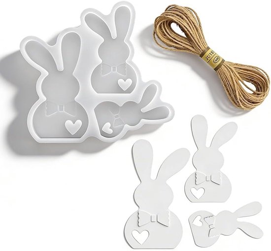 Mallen met Scheve Oren van Siliconen – Set van 3 voor Kaarsen, Zeep & Chocolade | Met Jute Touw voor DIY Decoraties, Cadeaus & Knutselprojecten | Voedselveilig & Afwasmachinebestendig