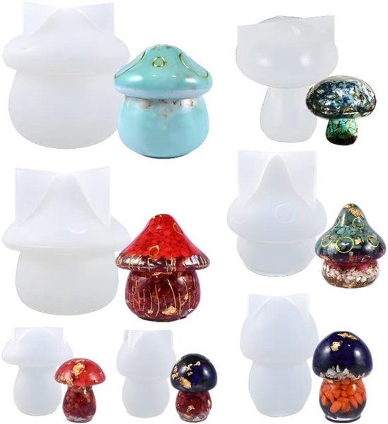 Mallen Paddestoel Potten Siliconen Mallen Met Deksel Voor Diy Kaarsen Kunst Snoep Sieraden Opslag Container Woondecoratie Epoxy Hars Casting Art Craft Ornamenten