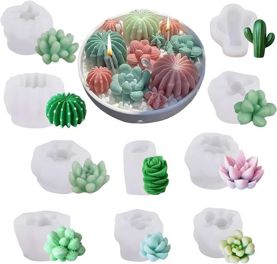 Mallen Set, 3D Bloem Hars Mallen voor Kaars, Zeep, Wax, Epoxyhars, DIY Craft, Succulente Plantenmallen voor Cake en Decoratie