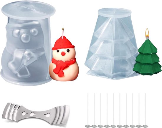 Mallen, Set van 2, voor DIY Kaarsen, Hars, Zeep, Snoep, Chocolade - Perfect Kerstcadeau (Roye Pine)