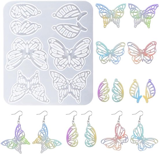 Mallen Sieraden Gieten Mallen 4 Paar Vlinder Hanger Siliconen Mal Holle Vlinder Dangle Drop Crystal Epoxy Mallen Voor DIY Ambachten Charms
