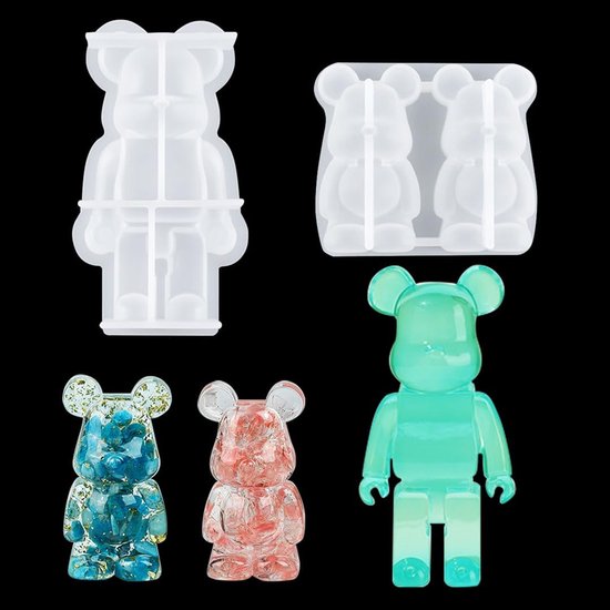 Mallen siliconen 3D dier kaars schimmel epoxyhars gietvorm voor doe-het-zelf sleutelhanger geurende zeep woondecoratie (transparante schimmel)