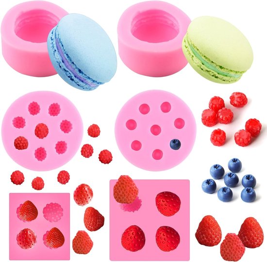 Mallen Siliconen Aardbei Vorm Chocolade Koekje Voedsel Mallen Macaron Moerbei Bosbes Was Smelt Bad Bom Mallen voor Gelei Cupcake Kaars Decoreren