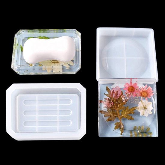 Mallen Soap Dish Resin Mold Dienblad Siliconen Mal Schotel Epoxy Gietvorm voor Opslag Sponzen Oorbel Houder Plaat