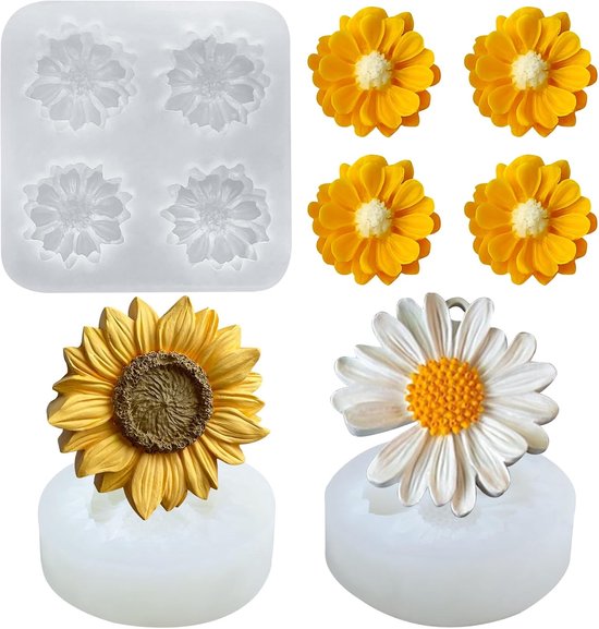 Mallen voor harsbloemen, siliconen mal voor kaarsen, 3D-lichtvorm, 3D-siliconen mal voor zonnebloemen Daisy voor het maken van kaarsen, zeep