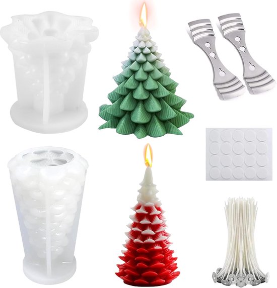 Mallen voor Kaarsen Gieten - Kerstmis Kaarsvorm Set voor Kerstdecoratie, Aromatherapie en Handwerk