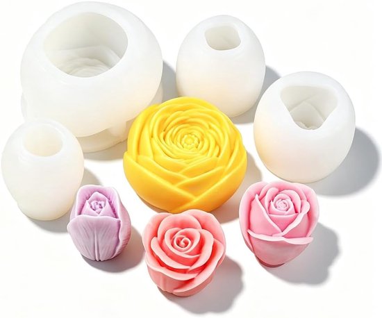 Mallen voor Kaarsen, Zeep en Hars – Herbruikbare Zachte Mallen Roos, Anjer, Pioenroos – DIY Kit voor Epoxy Gieten, Chocolade, Gips, Sieraden en Woondecoratie (Tulpen)