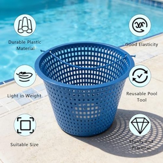 Mand voor zwembadskimmer, mand voor bodemskimmer, reservemand voor zwembadfilter, filtermand voor zwembad met handgreep, ronde skimmermand