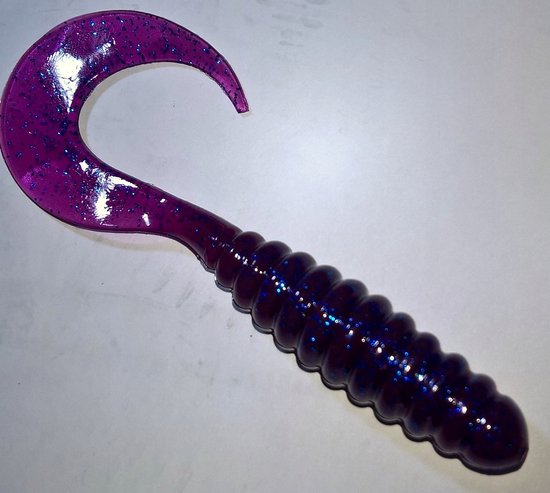 Mann's Twister 100mm - Paars met Blauwe Glitter - Vis Lure