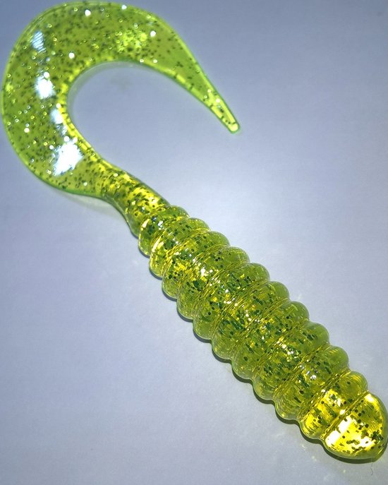 Mann's Twister 7cm Fluorescerend Geel Zilver Glitter