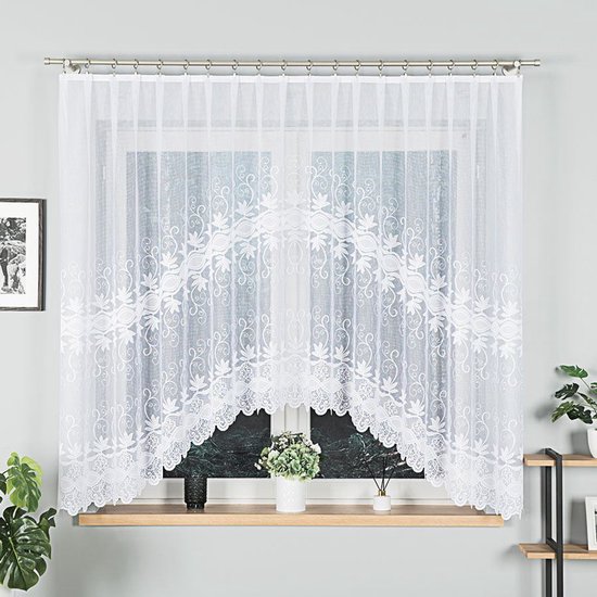 Markizeta JOWITA Serie - Jacquard Gordijn - 300x160 cm - Decoratieve Rand - Wit van Markizeta