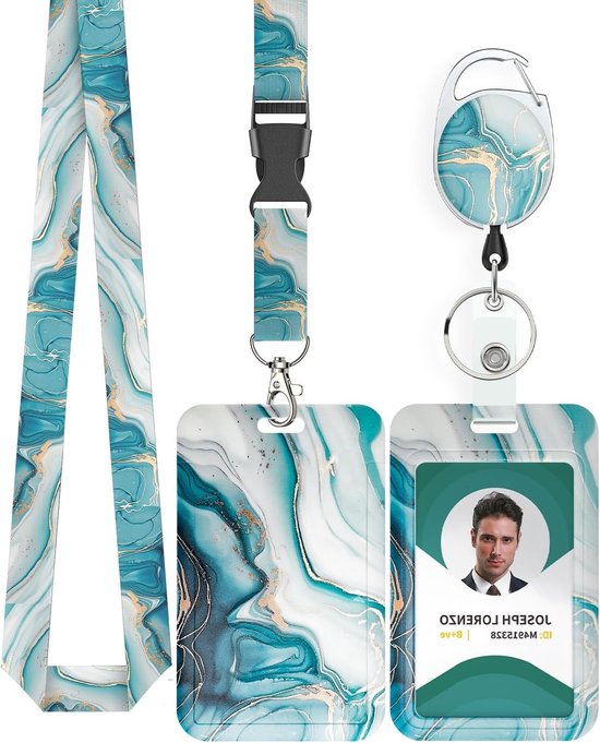 Marmeren Badgehouder met Retractable Reel en Afneembare Lanyard voor Kantoorprofessionals - Ideaal voor ID-kaarten en Toegangspassen van Merkloos