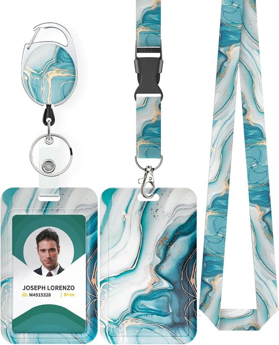 Marmeren Badgehouder met Retractable Reel en Detachable Lanyard - Ideaal voor Kantoor, Werknemers en Evenementen