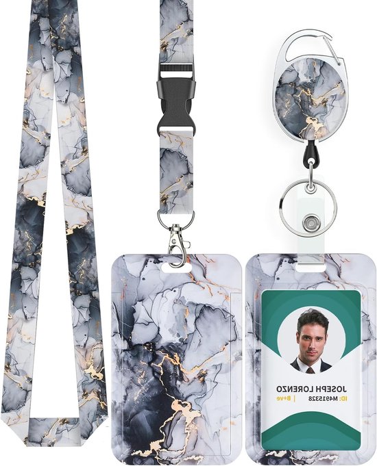 Marmerpatroon Zakkenhouder met Retractable Badge Reel en Afneembare Lanyard voor Kantoor en Onderwijs van Merkloos