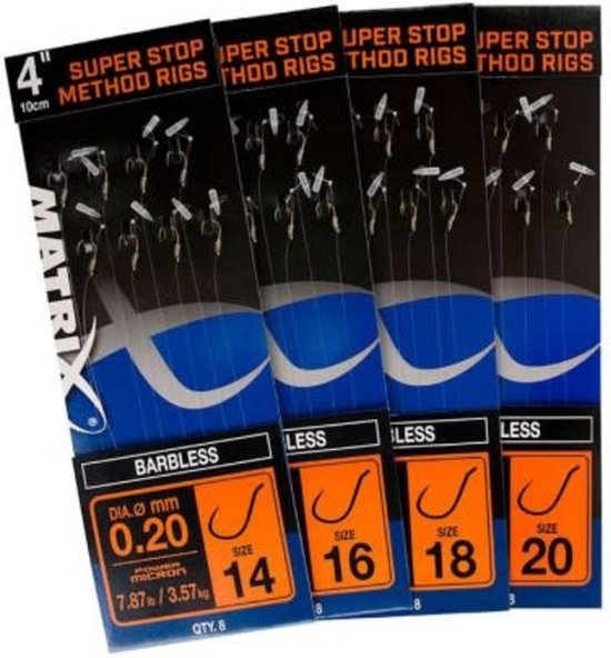 Matrix 10cm Super Stop Method Rigs Barbless 10cm - Haak 16 van Merkloos