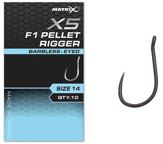 Matrix X5 F1 Pellet Rigger Eyed-Barbless (10 pcs) - Maat : 16