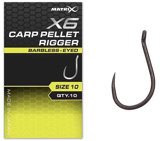 Matrix X6 Carp Pellet Rigger Eyed-Barbless (10 pcs) - Maat : 12 van Matrix