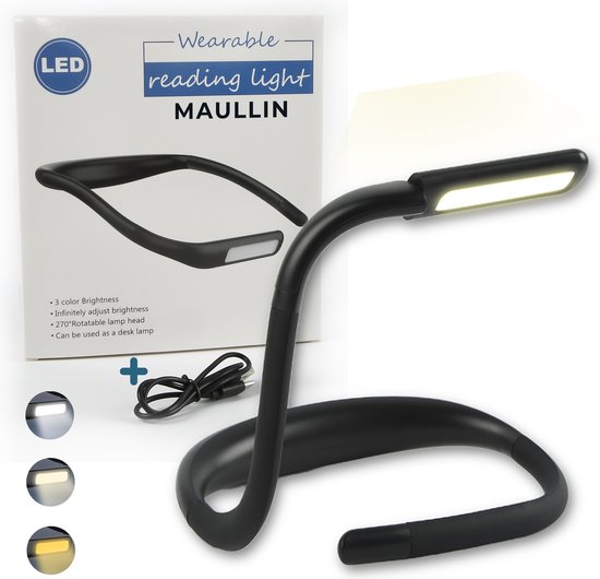 Maullin Neklamp - Leeslampje voor Boek - Nekleeslamp - Neklamp voor in Bed - Neklampje voor Haakwerk - Boeklampje & Nekleeslamp - Oplaadbaar - Flexibel - Zwart van Merkloos