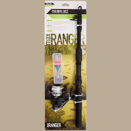 Max Ranger | Vishengel |Hoge prestatie professionele vishengel set - 100% carbon fiber - Compact en licht gewicht design | Comfortabel en roestvrij staal - inclusief haspel ,Molen & vislijn |Telescopische werphengel |Hengel met spoel/werphengel |1.8m van Merkloos