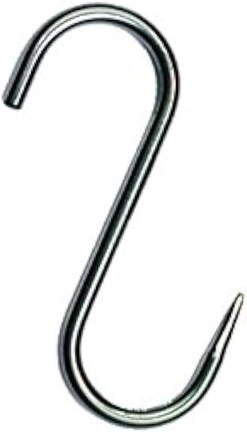 Meat hook, butcher hook, smoke hook, wild hook, stainless steel, trout hook, S hooks, wish: 180/6 mm, piece: 10 pieces - ShopVlot