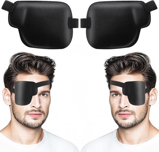 Medische oogklep, 2 stuks, enkele oogklep, verstelbaar oogmasker, medische ooglappen voor volwassenen en kinderen, voor de herstelperiode na operaties (links + rechts)