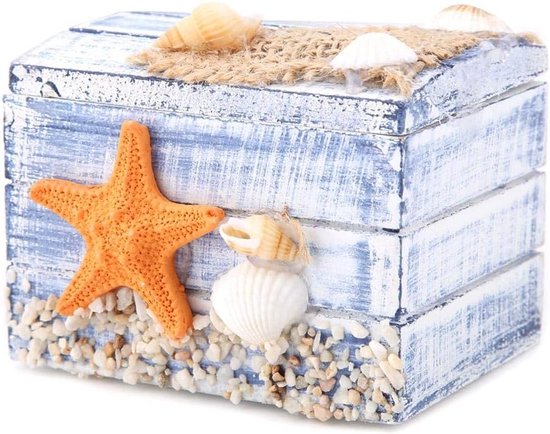 mediterrane stijl houten sieradendoos draagbare kleine opbergdoos (zeester) voor bruiloft partij gunst behandelt snoep Mini geschenken naaien Set cosmetische organisator