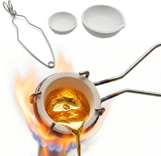 Melting Furnace Kit Crucible Set: Premium Fused Quartz Crucible 1477℃, 100g + 250g with Grip Pliers, Tapered Walls and - ShopVlot