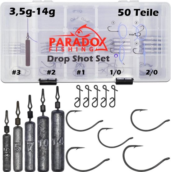 Merkloos Dropshot Lood Set - 25 Delig met Box (3.5-14g)